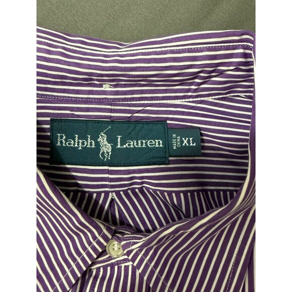 Ralph Lauren Shirt Men's Extra Large Long Sleeve Button-Down Striped Purple - Picture 9 of 11
